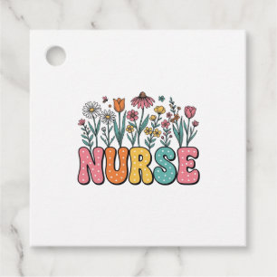 Floral Nurse Bubble Letter Vintage Style Shirt Des Favor Tags