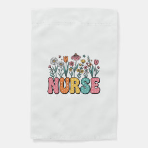 Floral Nurse Bubble Letter Vintage Style Shirt Des Garden Flag