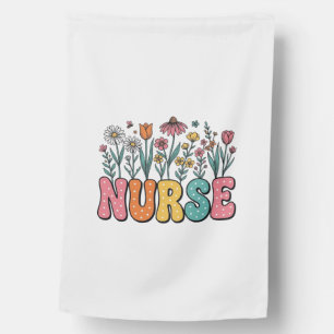 Floral Nurse Bubble Letter Vintage Style Shirt Des House Flag