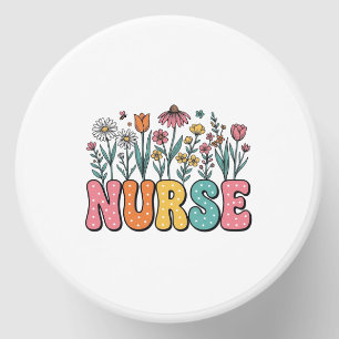 Floral Nurse Bubble Letter Vintage Style Shirt Des Mini Candle Favors