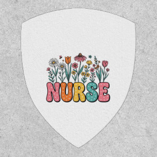 Floral Nurse Bubble Letter Vintage Style Shirt Des Patch