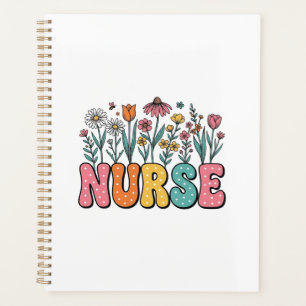 Floral Nurse Bubble Letter Vintage Style Shirt Des Planner