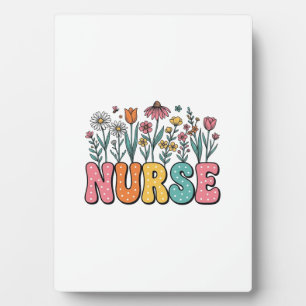 Floral Nurse Bubble Letter Vintage Style Shirt Des Plaque