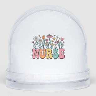 Floral Nurse Bubble Letter Vintage Style Shirt Des Snow Globe