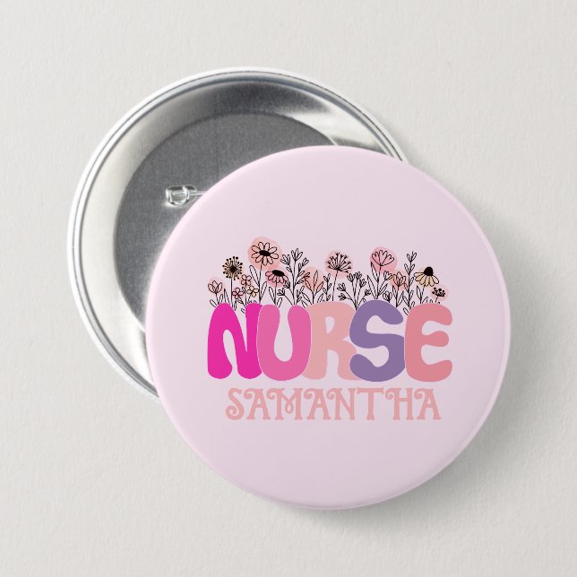 Floral Nurse Button (Front & Back)