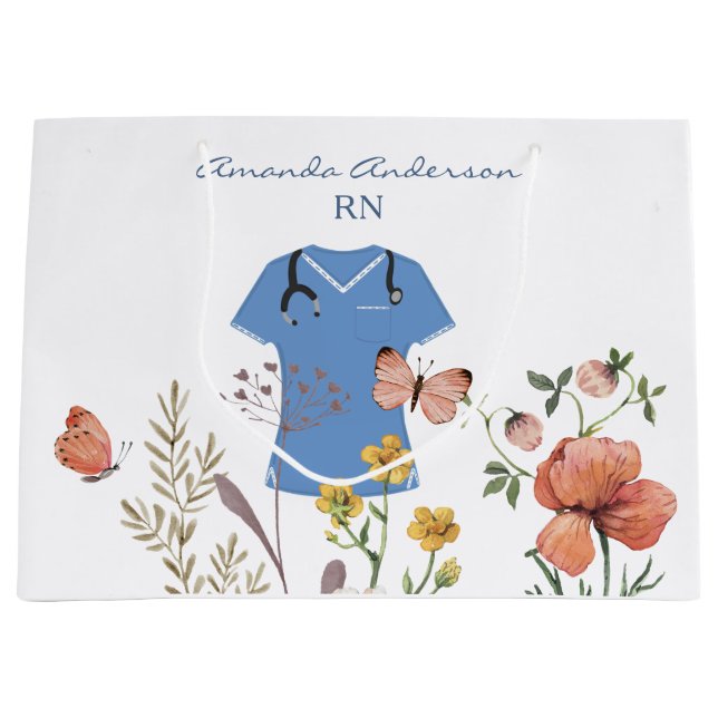 Floral Nurse Graduation Large Gift Bag (Front)