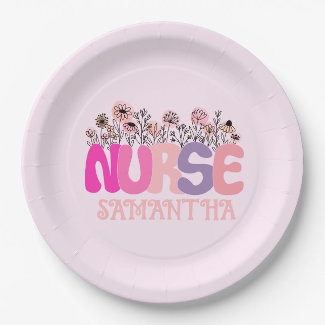 Floral Nurse Paper Plates (Front)