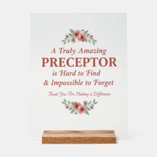 Floral Nurse Preceptor Thank You Mentor Gift Acrylic Sign