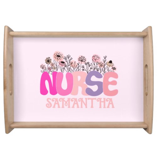 Floral Nurse Serving Tray