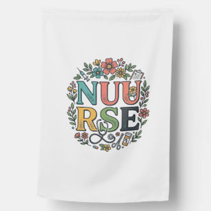 Floral Nurse Shirt Design Vintage Medical Art_1 House Flag
