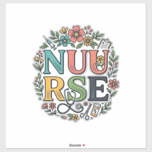 Floral Nurse Shirt Design Vintage Medical Art_1 Sticker