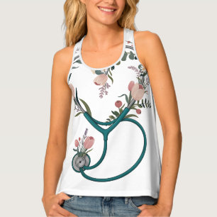 Floral Nurse Stethoscope T-Shirt – Soft Pastel 