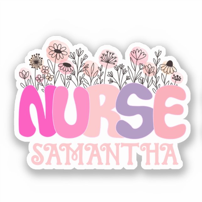 Floral Nurse Sticker (Front)
