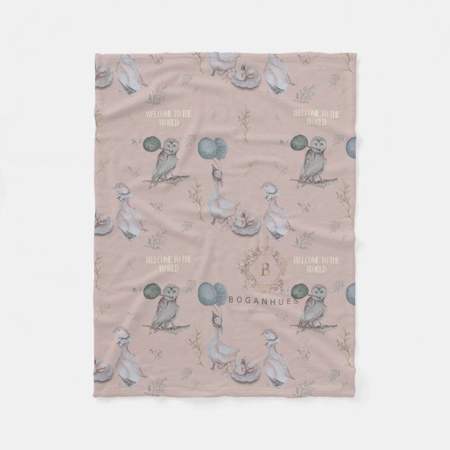 Floral Nursery Print baby blanket (Front)