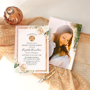Floral Nursing School Grad Photo Invitation RN BSN