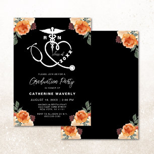 Floral Nursing School Graduation Party Invitation
