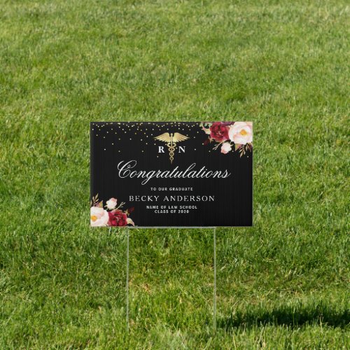 floral Nursing school graduation yard sign