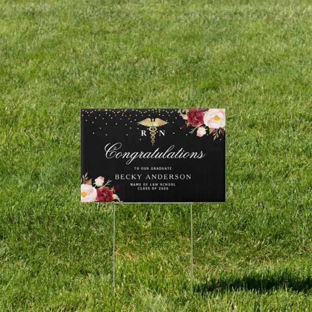 floral Nursing school graduation yard sign (Insitu)