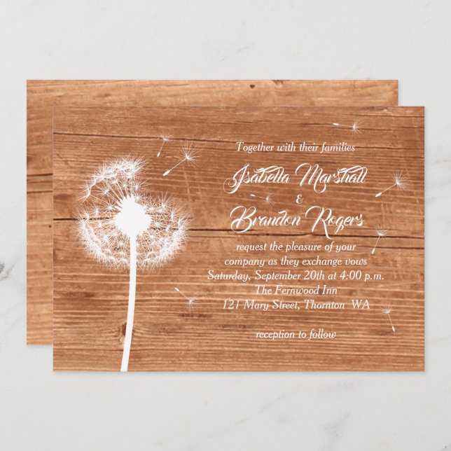 Floral & Oak Wedding Invitation (Front/Back)