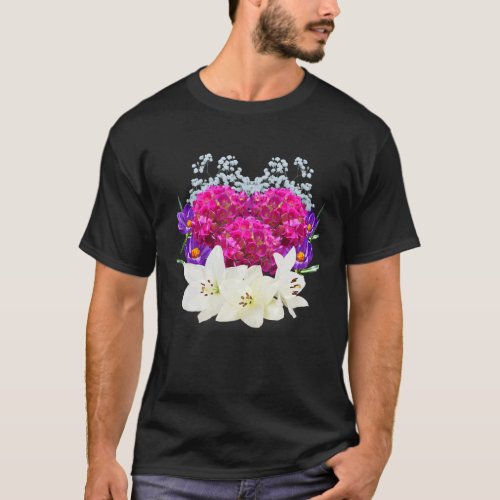 Floral Of Hydrangeas Lillies Crocus Baby Breath T_Shirt