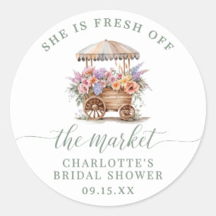 Floral Off the Market Bridal Shower Classic Round Sticker