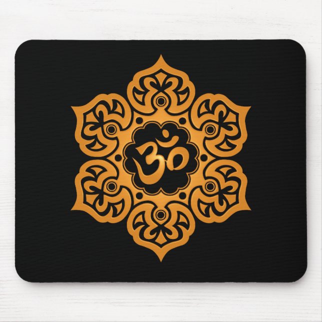 Floral Ohm Design (gold) Mouse Pad (Front)