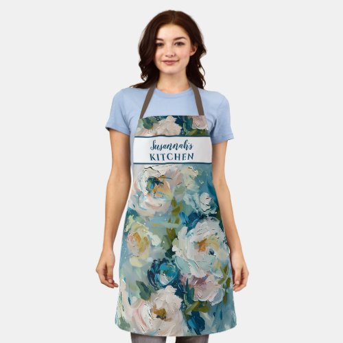 Floral Oil Painting Effect Rose Flower Apron