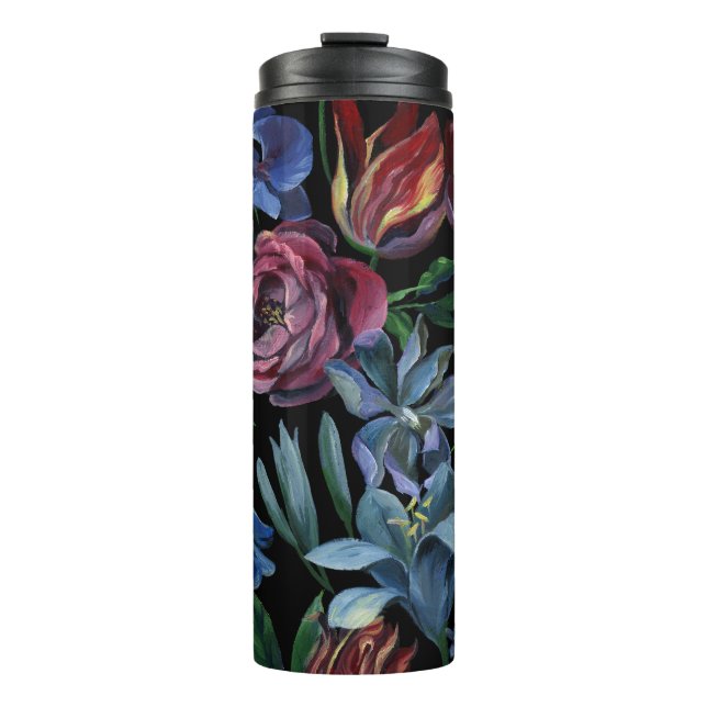 Floral Oil Pastel: Seamless Pattern Thermal Tumbler (Front)