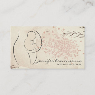 Floral Old Doula Birth Coach Pregnant Business Card