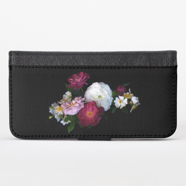 Floral Old Fashioned Roses iPhone X Wallet Case