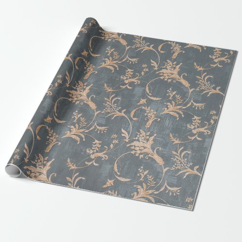 Floral old retro vintage ornament wallpaper on bac wrapping paper