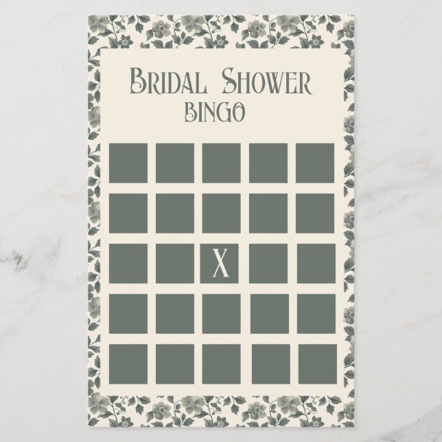 Floral Olive Blossoms In Green and Cream Flyer (Front)