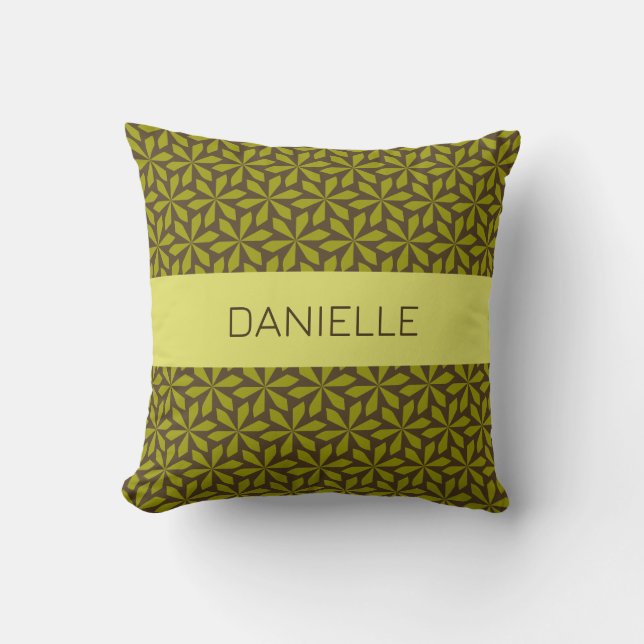 floral olive green pattern throw pillow (Front)