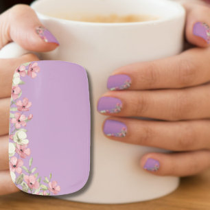Floral on Purple Minx Nail Art