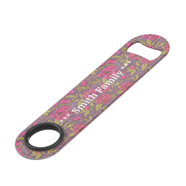 Floral on Wood Customize Popular Bar Key (Front Angled)