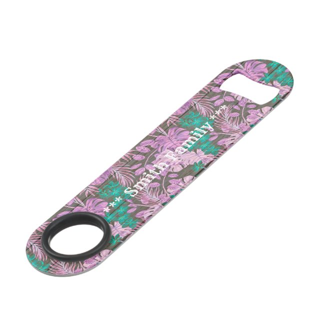 Floral on Wood Customize Popular Bar Key (Front Angled)