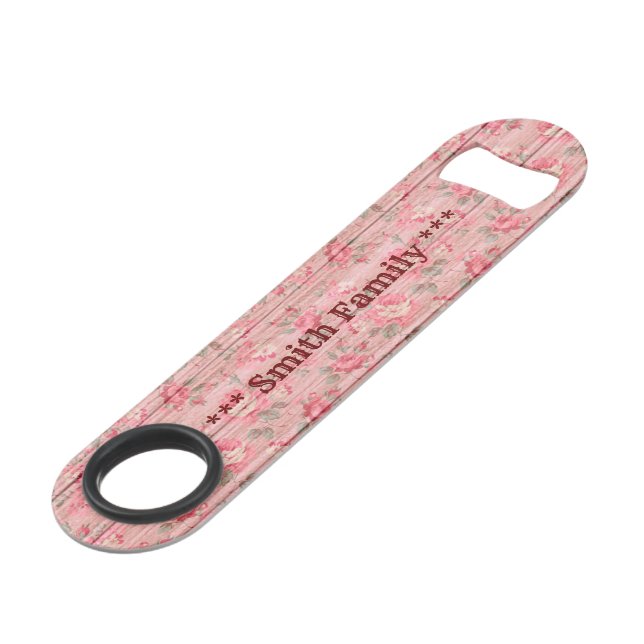 Floral on Wood Customize Popular Bar Key (Front Angled)