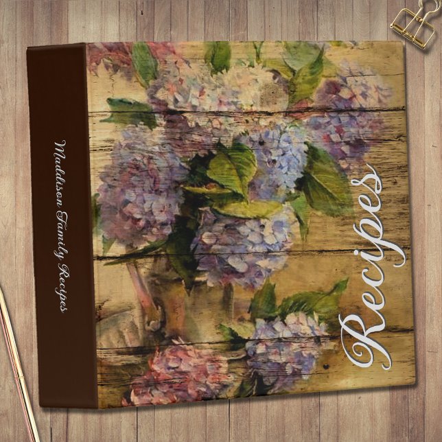 Floral on Wood Family Recipes Album 3 Ring Binder (Creator Uploaded)