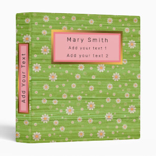 Floral on Wood Popular Customize Text 3 Ring Binder