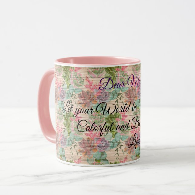 Floral on Wood Popular Customize Text Mug (Front Left)