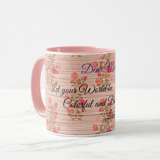 Floral on Wood Popular Customize Text Mug (Front Left)