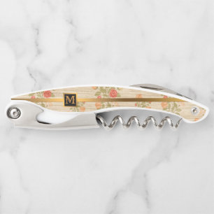 Floral on Wood Popular Gift Waiter's Corkscrew
