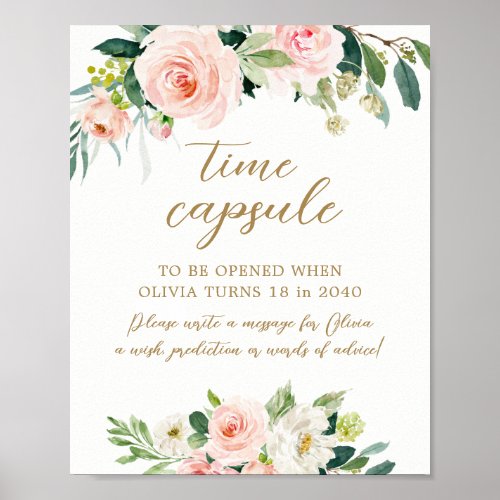 Floral Onederful Birthday Time Capsule Sign