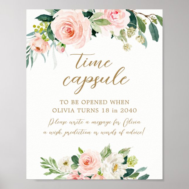 Floral Onederful Birthday Time Capsule Sign (Front)