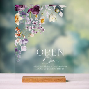 Floral Open Bar Acrylic Sign