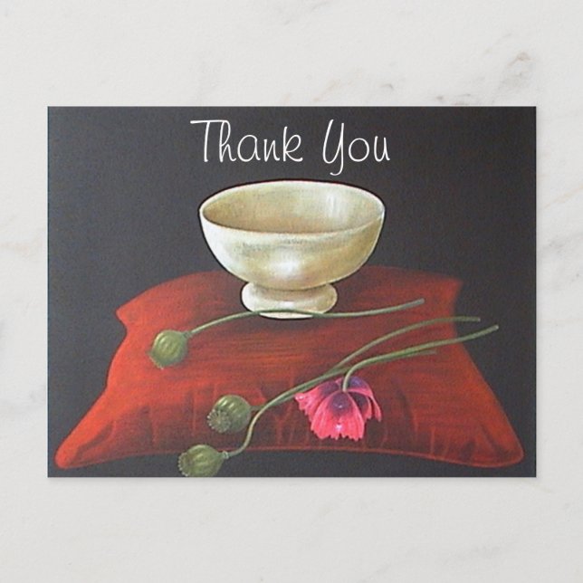 Floral Opium Poppy Thank You Postcard (Front)