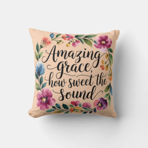 Floral Orange Amazing Grace Throw Pillow
