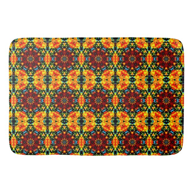 Floral Orange Bath Mat (Front)