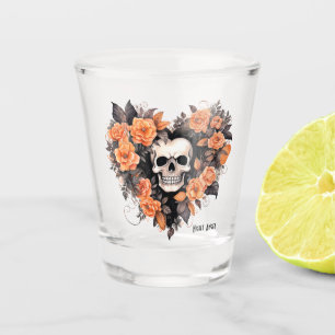 Floral Orange & Black Night Angel Heart Shot Glass