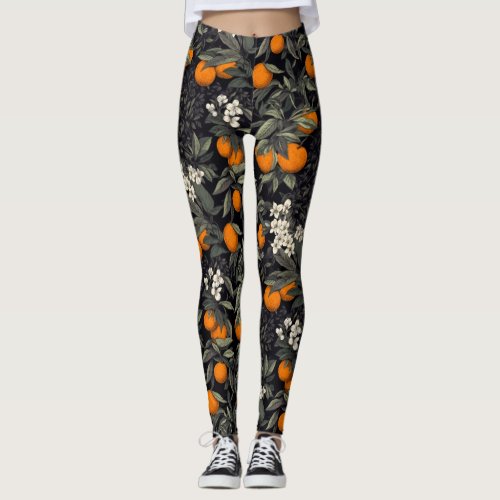 Floral Orange Blossom Leggings